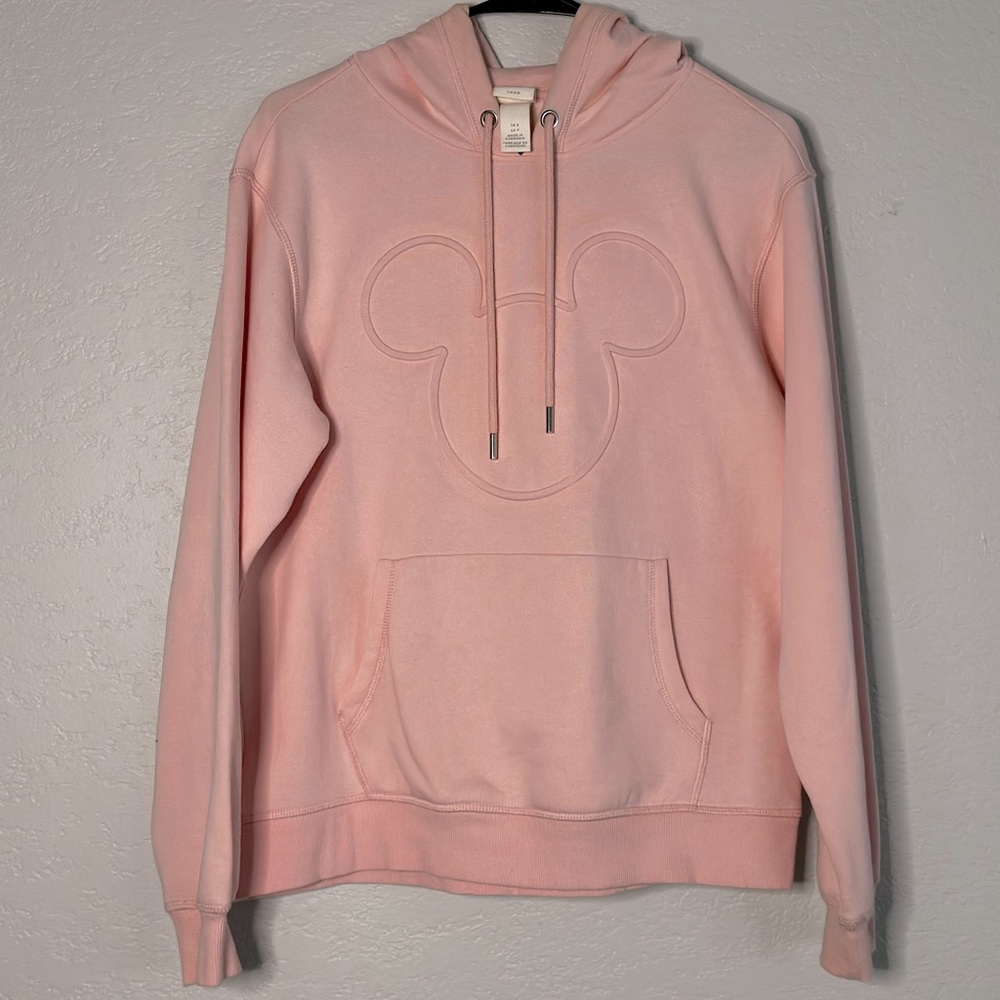 H&M Disney Mickey Mouse Hoodie Sz S Pale Pink Cotton
